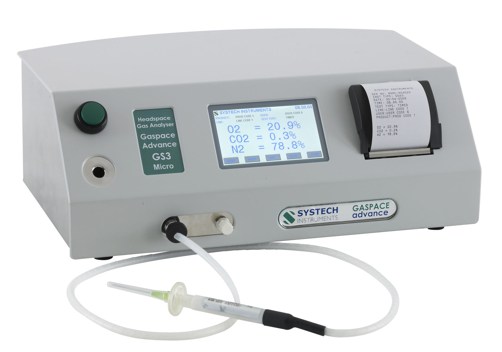 Carbon dioxide and oxygen headspace gas analyzer Gaspace… Rycobel